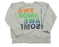 Sivá mikina s farebnymi nápisy Yigga