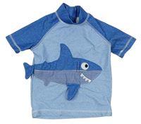Modro-svetlomodré melírované UV tričko so žralokom Next