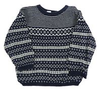 Tmavomodro-bílý vzorovaný svetr H&M
