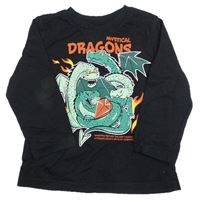 Černé triko s drakem H&M