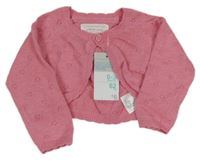 Růžové pletené bolérko s dírkovaným vzorem Primark