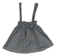 Čierno-biela vzorovaná paper bag sukňa s mašlou a trakami SHEIN