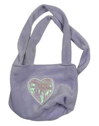 Lila sametová kabelka se srdíčkem 
