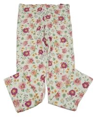 Nové - Bílo-květované legíny 