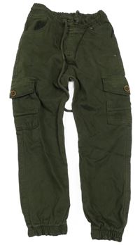 Khaki plátěné cuff cargo kalhoty 