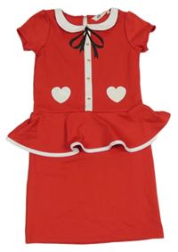 Červeno-biele šaty so srdiečkami a golierikom H&M