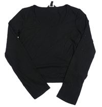 Čierne rebrované crop tričko New Look