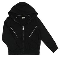 Čierna prepínaci mikina s prúžkami a kapucňou