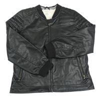 Černá koženková zateplená bunda H&M