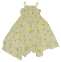 Smetanové šifonové šaty s citrony H&M