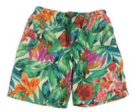 Zeleno-farebné kvetované plážové kraťasy Primark