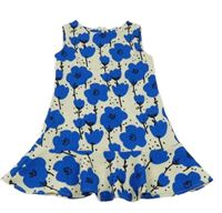 Smetanovo-modré kvetované šaty