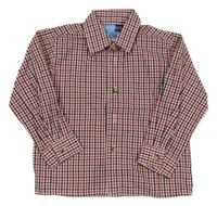 Bielo-červeno-čierna kockovaná košeľa