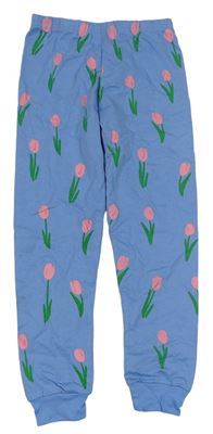 Modré pyžamové nohavice s tulipány