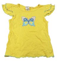Žlté tričko s motýlom Pocopiano