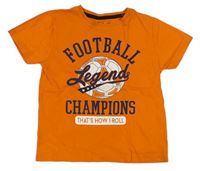 Oranžové tričko s nápisom a loptou Rebel