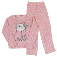 Svetloružové chlpaté pyžama s mačičkou Lina Pink