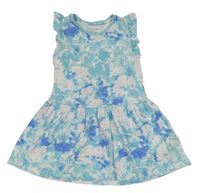 Světlemodro-biele batikované bavlnené šaty Primark