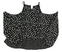 Čierna šifónová crop blúzka s kvietkami a volnými rameny New Look