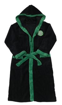 Černo-zelený chlupatý fotbalový župan The Celtic FC s kapucí 