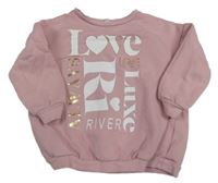 Svetloružová oversize mikina s nápisom zn. River Island