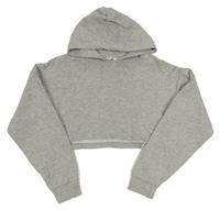 Sivá melírovaná crop mikina s kapucňou Matalan
