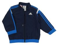 Tmavomodrá šušťáková jesenná bunda s logom Adidas