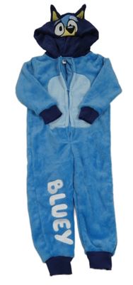 Modro-tmavomodrá chlupatá kombinéza s kapucí - Bluey George