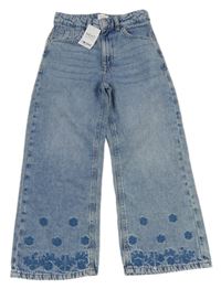 Nové - Modré volné rifle s kytičkami Next 