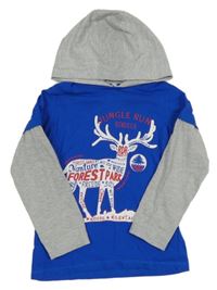 Modro-šedé triko se sobem a kapucí 