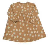 Skořicové rebrované šaty s kvietkami George