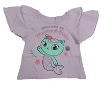 Lila tričko s kočkou Sinsay