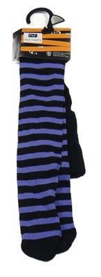 Nové - Černo-fialové pruhované punčocháče F&F