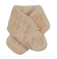 Světlerůžová kožešinová šála s kočkou 