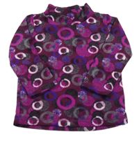 Purpurová fleecová mikina so vzorom a stojačikom