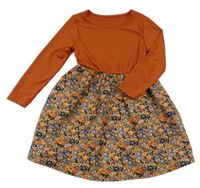 Rezavo-čierne šaty s kvietkami