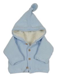 Svetlomodrý prepínaci zateplený sveter s kapucňou Matalan