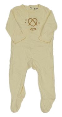 Smetanový overal s nápisem a srdíčkem Kiabi