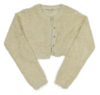 Smetanovo-zlaté chlpaté svetrové bolerko Name it