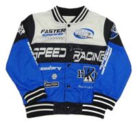 Modro-bielo-čierna prepínaci baseballová mikina s nápismi