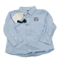 Nové - 2set - Světlemodrá pruhovaná košille + motýlek Chicco