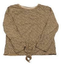 Béžovo-hnedé vzorované tričko so zavazováním Tu