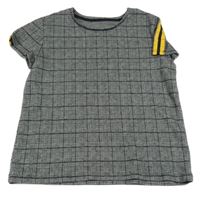 Černo-bílé kostkované tričko s pruhy C&A