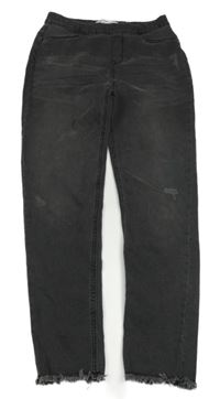 Šedé roztřepené džegíny Denim 