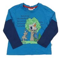 Modro-tmavomodré tričko so zvieratkami a nápismi Liegelind