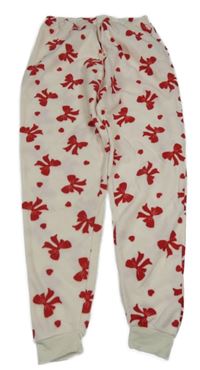 Biele fleecové nohavice s mašličkami