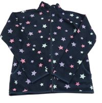 Tmavomodrá flecová propínací mikina s hvězdičkami a stojáčkem Young Idols