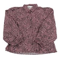 Černá květovaná halenka s balonovými rukávy H&M