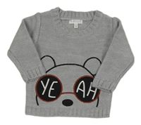 Sivý sveter s medvedíkom Kimadi