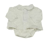 Biele bodkované košeľové body Vertbaudet